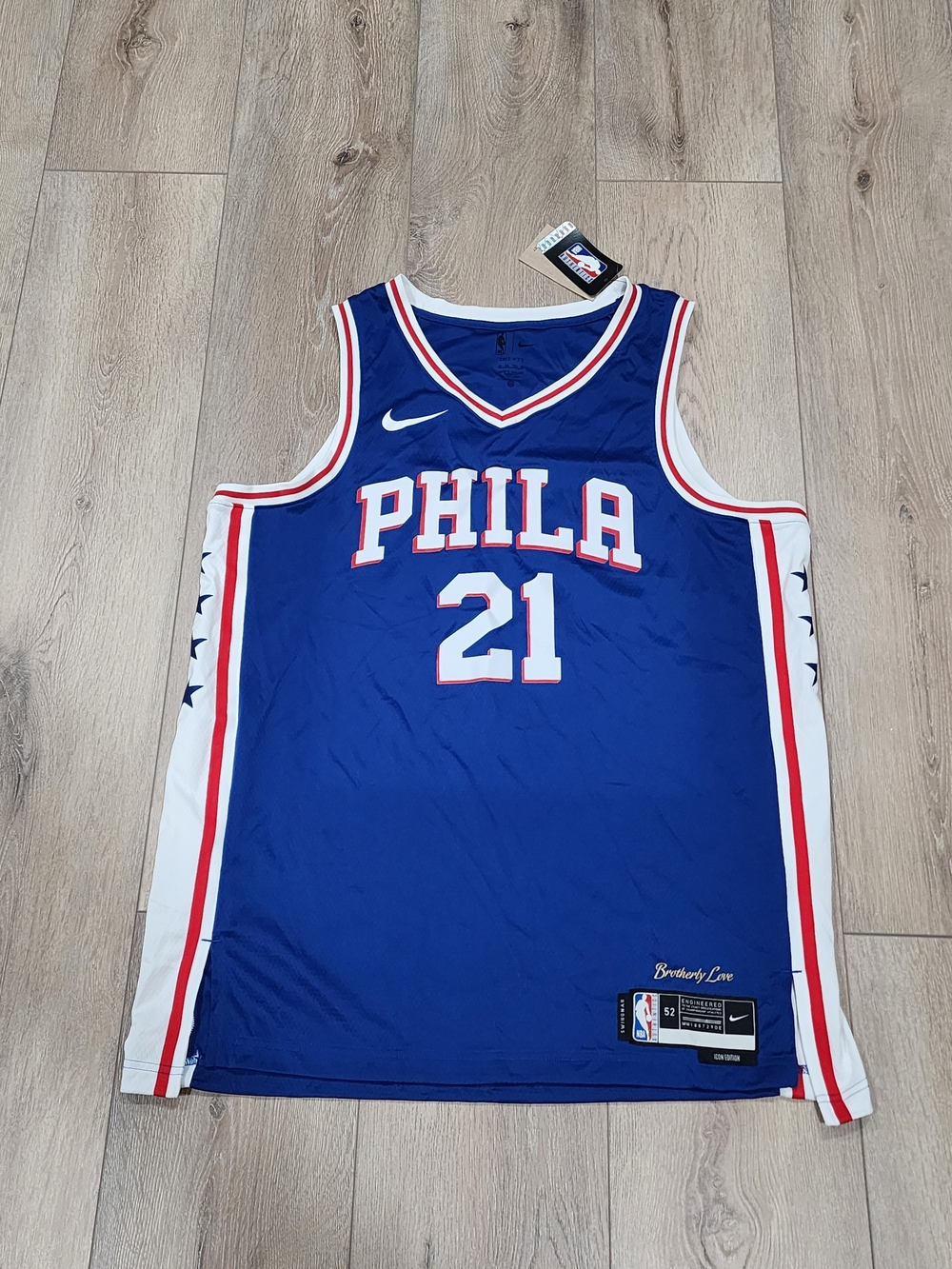 Nike 21 Joel Embiid Philadelphia 76ers Swingman NBA Men's Jersey Blue Size 52 XL